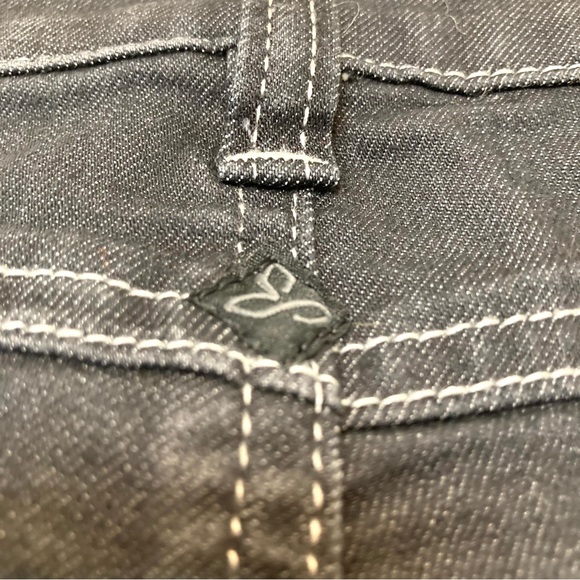 PRANA Kayla Jeans Black Wash White Contrast Stitch Stretch Skinny Slim - Picture 6 of 14